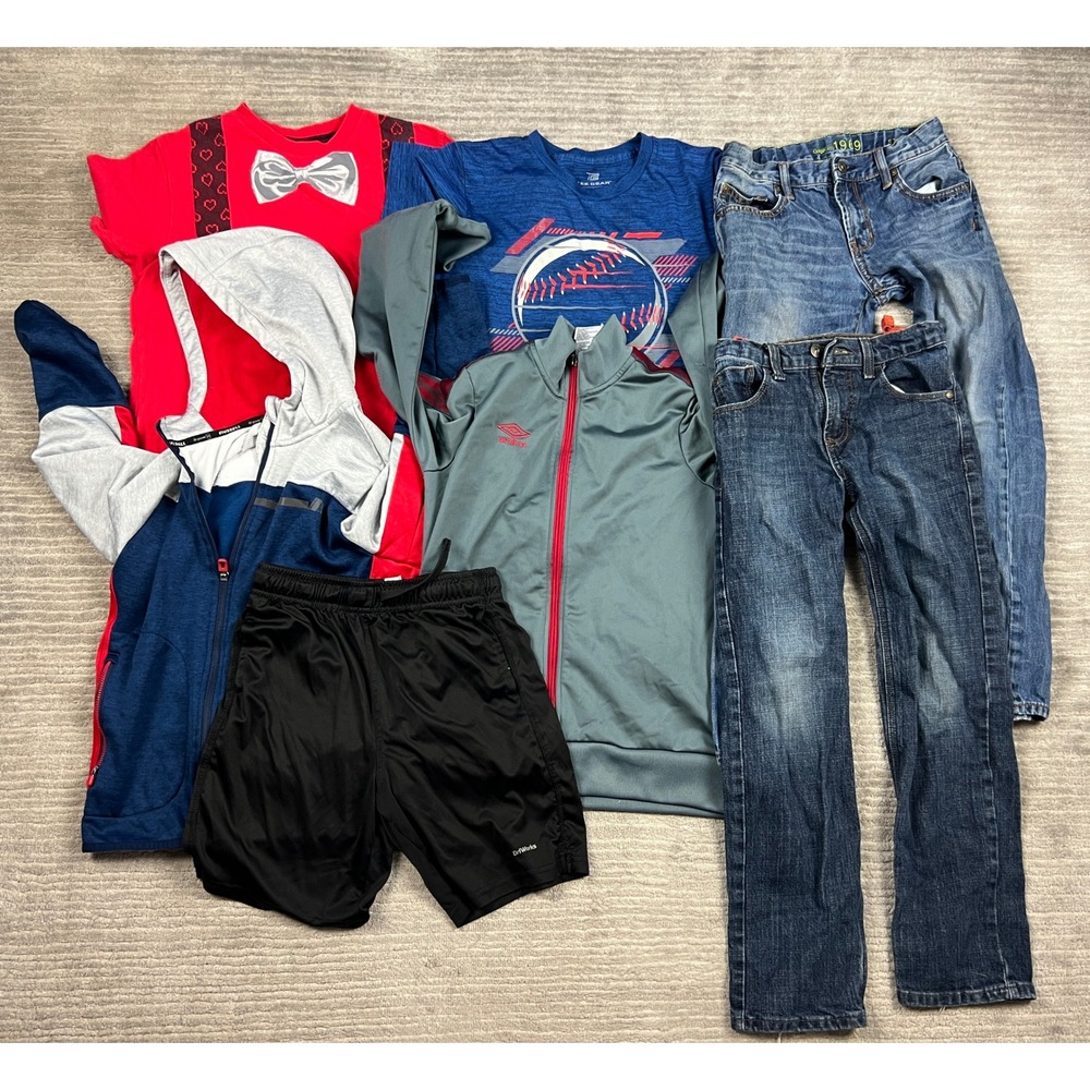 7pc Gap Russell Umbro Boys Size 10-12 Mixed Clothing Lot Jeans Jackets Shirts